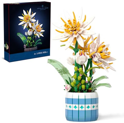 QLT Ideas - Kit de construcción de flores Epiphyllum, exquisitos bloques de construcción de bonsái de flores, plantas y flores, colección botánica, regalo de decoración del hogar para adultos y