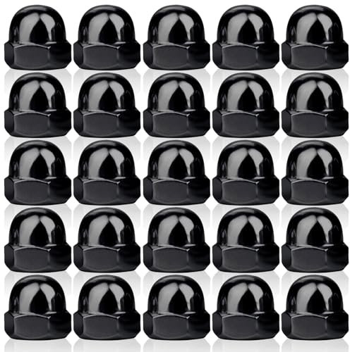 25 Pezzi Dadi Ciechi M10, Dado Cieco a Calotta Forma Alta, Dadi Esagonali in Acciaio al Carbonio, Cappelli per Viti e Bulloni Filettati (Nero)