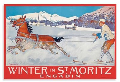 IXSXVOFT Kunstposter St. Moritz Engadin, Winter, Vintage-Ski-Poster, Leinwand, Poster, Schlafzimmer, Dekoration, Landschaft, Büro, Raumdekoration, Geschenk, 30 x 45 cm