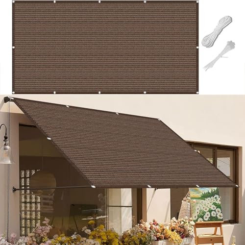 Tenda parasole, 120 x 360 cm, traspirante, blocco UV, 98% per esterni, patio, giardino, piscina, facile da installare, marrone