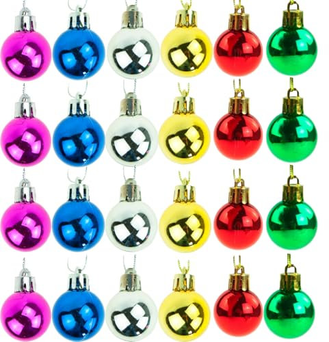 Bunte WEIHNACHTSBAUMKUGELN Satz VON 24 STÜCK 3CM Retro Dekorationen, Christbaumkugeln Kunststoff Bruchsicher Weihnachtsbaumkugeln Christbaumschmuck Christbaumkugeln für Festival