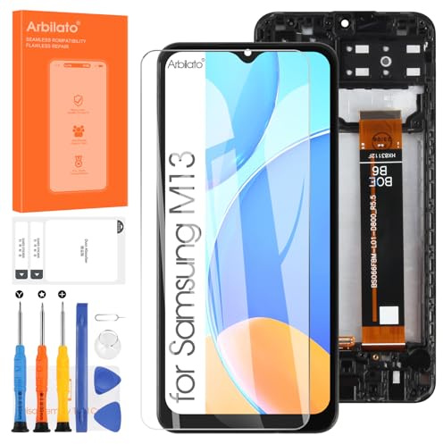 Arbilato TFT Bildschirm für Samsung Galaxy M13 / M135 – Ersatz für Galaxy M13 LCD Display Digitalisierer SM-M135F SM-M135F/DSN Touchscreen Glas zusammengebaut Kits (Schwarz mit Rahmen)