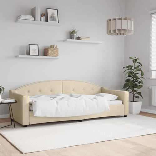 Xichuzi Tagesbett Creme 80x200 cm Stoff, Schlafsofa, Daybed, Bettsofa, Sofa Bed, Sofabett, Schlafcouch, Jugendbett, Bettgestell, Bettcouch - 354182
