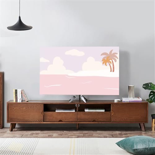 Hiseng TV Protector Cover, Dust-Proof TV/PC Display Protector Screen Cover All-Inclusive Elastic Indoor Living Room Decoration Dust Cover for 32” to 75”Display (32-37inch,Sea surface 7)