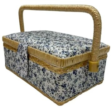 Kleines Nähkästchen, stoffbezogenes Nähkästchen mit Fächern, Geschenk für Mütter, Freunde, Schwestern, (Eulen, Klein)