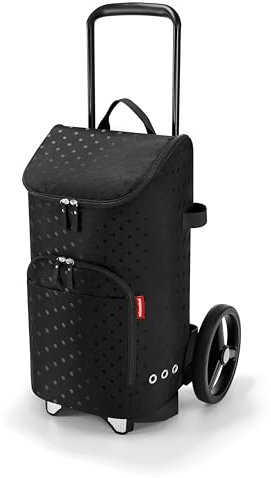 reisenthel citycruiser Set (Rack + Bag) Tasche Glossy dots Black + Rack Black - Praktische Einkaufstasche mit Mehreren großen Fächern - Wird mit dem Gepäckträger als Set verkauft