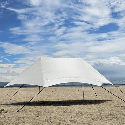 HipierFx 3x5 M Tenda da Spiaggia Portatile con 2 Pali Telone da Campeggio per Spiaggia e Prati