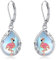 JERWLI Boucles d'oreilles flamant rose en argent sterling 925 - Boucles d'oreilles pendantes flamant rose - Bijoux cadeau pour femme