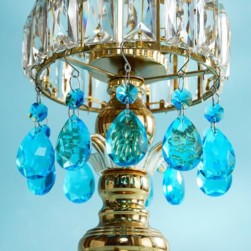 10 Pcs Lake Blue Crystal Bauhinia Suncatcher Prisms Chandelier Window Decor
