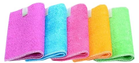 WTRYT Bambus Tücher 5 Stück Bambus Spültücher Handtücher spültücher Geschirrtücher Tuch Bambus Putzen Doppelseitig Küchentücher saugfähige Reinigungstücher Küchentücher Reinigung Glastücher verwenden