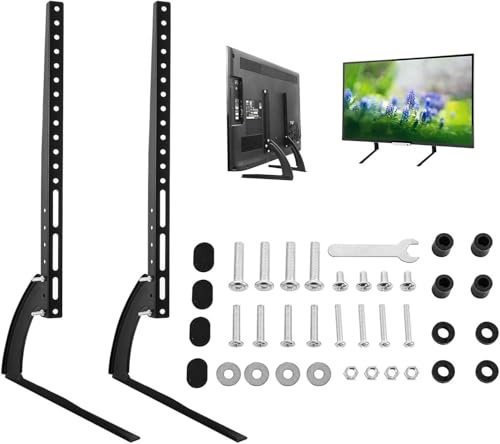 BREEZENEST TV Stand for 32-70 inch TVs, Height Adjustable Universal Desktop TV Base Stand, Metal Table Top Stand with Max VESA 600x400, for Living Room Bedroom, Black
