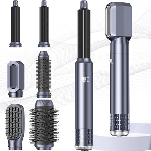 MogaWave Airbrush Haarstyler 6 in 1 Hair styler Air styler mit 1000W Warmluftbürste, Föhnbürste, Rundbürstenföhn Haartrockner Lockenstab, Air Styler zum Styling, Volumisieren, Locken und Glätten