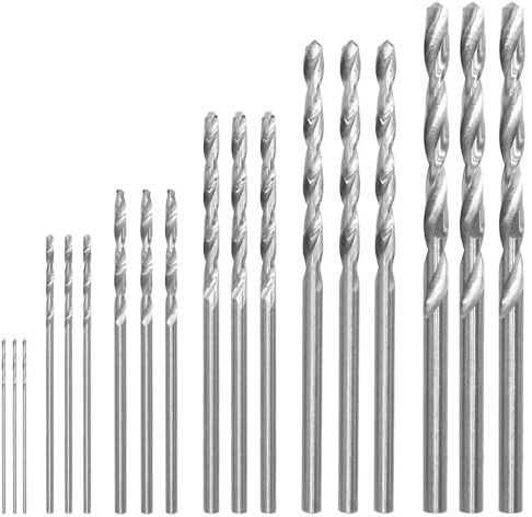GYSRXS 60 Piezas Micro Brocas Madera Brocas Helicoidales HSS 0.5/1/1.5/2/2.5/3MM Drill Bit Set Adecuado para Madera Aluminio Plástico PVC(Plata)