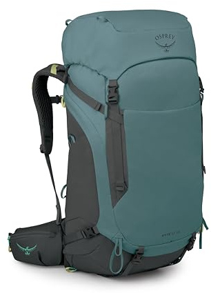 Osprey Kyte LT 65L Damen Rucksack - Leichte Wander- & Campingtasche mit wasserdichtem Regenschutz, Cascade Blue