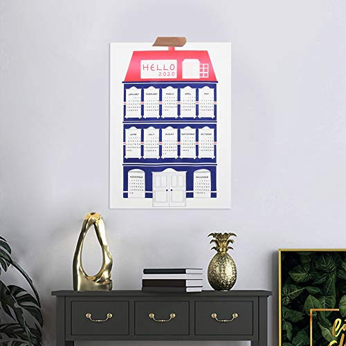 Fictory Wandkalender 2020, 50 x 70 cm, Hausmuster, Biberstoff, Hängedekoration für Zuhause, Büro, Geschäft, Hintergrund