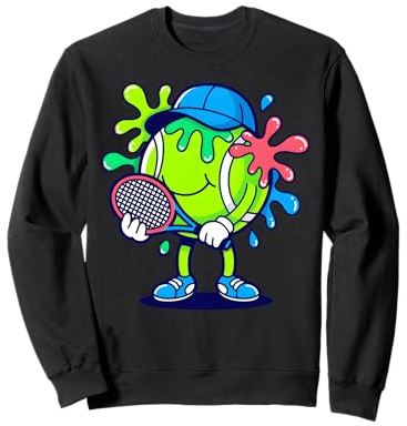 Lustiger Tennisball-Cartoon-Spieler, Tennis-Liebhaber Sweatshirt