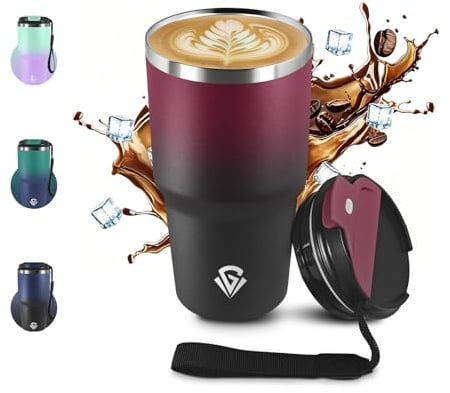 Tazza Termica 600ml 20oz, Termos Caffè con Doble Pared Reutilizable, Tazza da Viaggio per Caffe, Borraccia Termica in Acciaio Inox, sin BPA, Bicchiere Termico para Viajes, Oficina, Deporte, Escuela