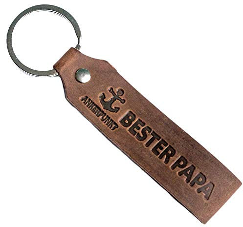 ANKERPUNKT Bester Papa Schlüsselanhänder Vatertagsgeschenk für Papa, Geschenke Vatertag, Vatertags Geschenk, Geschenke für Papa Geschenk Leder dunkelbraun - Made in Germany
