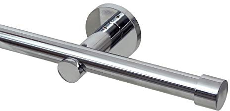 GARDINEUM Gardinenstange Ø 20 mm Cap, Längen von 60 cm bis 400 cm möglich, modern, 1-Lauf, chrom-glanz (ohne Ringe), 300 cm (2 x 150 cm inkl. Verbinder)