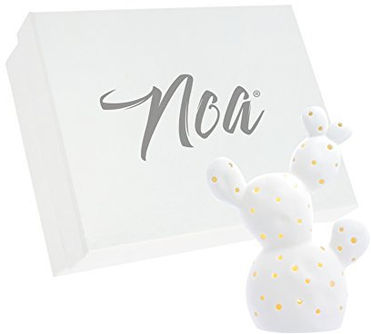 Confettando BOMBONIERA Set 2 Pezzi Cactus Bianco Traforato con LED Porcellana 11X14 CM con Astuccio