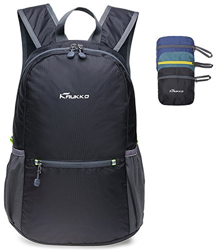 KAUKKO Wasserdicht Faltbarer Rucksack für Damen & Herren 18L - Ultra Leicht Tagesrucksack für den Alltag - Wanderrucksack Sportrucksack