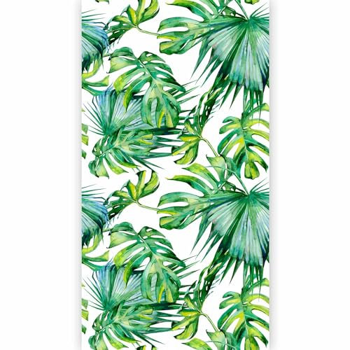 murando Fotomurales Hojas Tropicales Monstera 150x280 cm Papel pintado tejido no tejido Decoración de Pared decorativos Murales moderna de Dise?o Fotográfico Exotico Blanco Verde b-B-0295-am-a