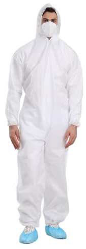 Cleaing Hazmat Suits 3-Pack Ex-Large, SMS Disposable Paint Suit with Hood & Elastic Wrists