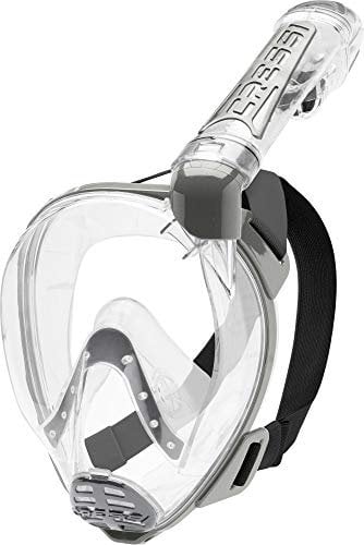 Cressi Duke, Unisex-Erwachsene Vollgesichtsmaske Great Vision Schnorcheln mit Trockenschlauch, transparent/transparent, M L
