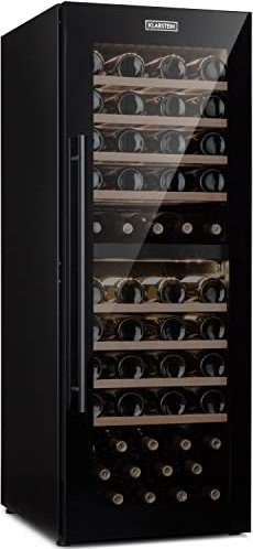 Klarstein Vinoteca 77 Botellas, Nevera Vinos de una zona, Nevera Expositora Vino y Cerveza, Vinoteca Pequeña Interior y Exterior con Puerta de Cristal, Nevera Vino Protección UV, Panel Táctil, 5-20°C