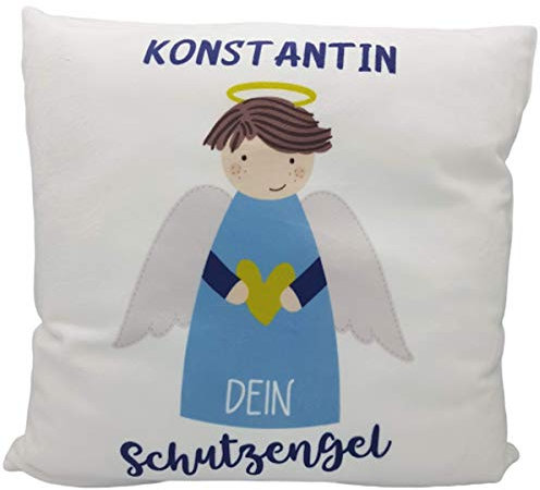 Kissen zur Geburt oder Taufe Schutzengel Jungen Kuschelkissen Baby 40 x 40 cm blau Baby