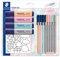 STAEDTLER Pastell Set zum Markieren, Schreiben und Malen, mit Finelinern, Filzstiften, Textmarkern und Ausmal-Sticker, in hoher Qualität, 61 SBK1 PA
