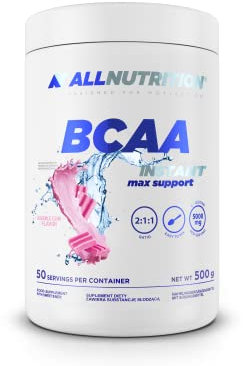 ALLNUTRITION BCAA Max Support - Verzweigte Aminosäuren Instant-Pulver - Bcaa Pulver Aminosäuren Komplex Hochdosiert mit L-Glutamin & Taurin - Unterstützt nach dem Training - 500g - Chewing Gum