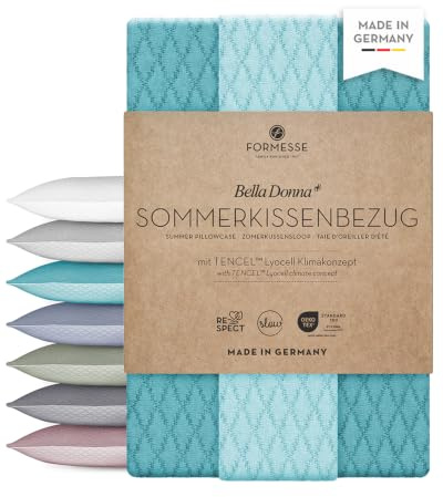 Bella Donna Sommerkissenbezug: edel, luftig, anschmiegsam; kein Bügeln | FORMESSE Arktis; 40x80cm; 45% TENCEL™ Lyocell, 36% BW-Zwirn, 19% PES rec., Aloe vera&Arganöl; mit Reißverschluss