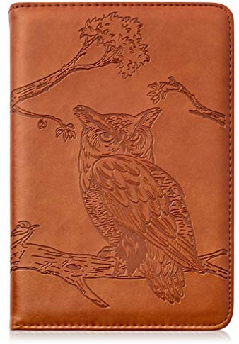 SohoSpark Notizbuch mit Eulen-Motiv, nachfüllbar, Kunstleder, liniert, persönliches Tagebuch für Reisen, 15,2 x 22,6 cm, für Schreibgeräte Füllfederhalter sicher mit flacher Bindung