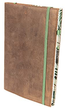 skaard a5 Notizbuch aus Leder, Nachfüllbar, Punktraster mit Braun/Tropical-Design