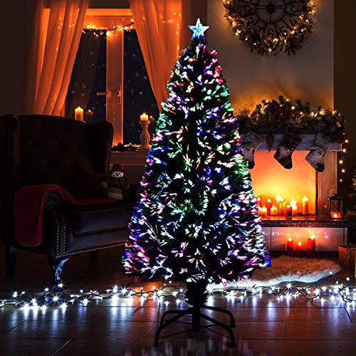 Optimal Products Multi-Coloured Fiber Optic Christmas Tree With Star, 3 FT