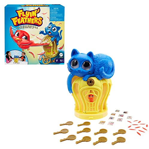 Mattel Games GVK24 - „Federflug“ Spiel für Kinder mit Spielzeugkatze und Vogel im Käfig für Kinder, ab 5 Jahren
