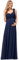 Ever-Pretty Enceinte Robe de Soirée Seule Épaule Femme Longue Plissée en Maternité en Mousseline Une Bretelle Fleurs Bleu Marine 50
