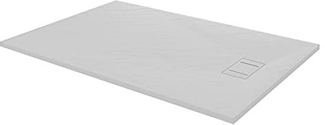 Plato de ducha efecto piedra con valvula incluida H. 2.6 cm - 80 x 120 Blanco