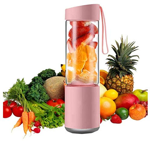 SMSOM Blender portátil, Taza de exprimidor eléctrico Tamaño Personal con USB Recargable, Mini Mezclador de Jugo para Batidos Smoothies Home Outdoor, Rosa (Color : Pink)