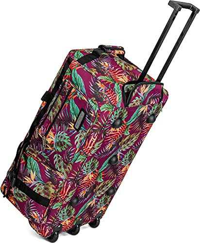 normani Reisetasche Jumbo XXL Big-Travel 80 oder 100 Liter mit 2 Rollen - riesig, Leichter und Stabiler Trolley Farbe Jungle