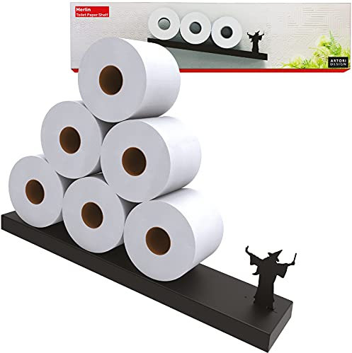 Schwebender Regal-Toilettenpapierhalter – geneigter, mattschwarzer Toilettenpapierrollenhalter zur einfachen Aufbewahrung – Moderner Wandhalterung
