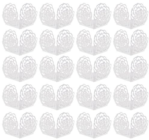 NUOBESTY 50pcs Chocolate Liner Cups Hollow-Out Truffle Packing Papers Rose Baking Wrappers for Candy Snacks Muffins Dessert Birthday Wedding Decorations