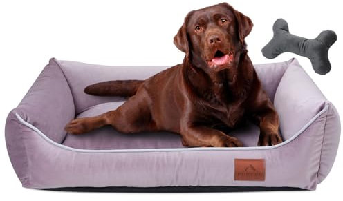 FUUFEE Hundebett L | Hundesofa für Große Hunde 100 x 80 cm | Waschbar Hundebett | Abnehmbarer Bezug Mit Reissverschluss | Pastell Violett