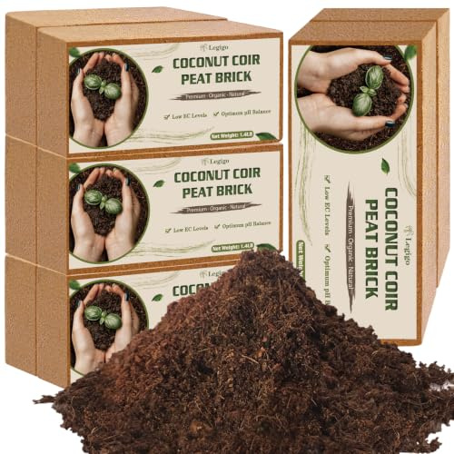 Legigo 8-pack premium kokosnötstegel för växter – 100% organisk komprimerad kokoskokos tegelstenar startmix, kokosfiber kokosnötsskal för plantering, trädgårdsarbete, planteringsjordsubstrat, örter