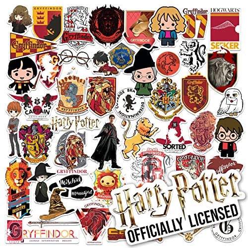 Harry Potter Gryffindor Theme Sticker Pack Die Cut Vinyl Large Deluxe Stickers Variety Pack - Laptop, Water Bottle, Scrapbooking, Tablet, Skateboard, Indoor/Outdoor - Set of 50