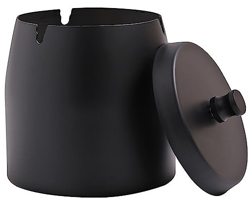 Extra großer Aschenbecher mit Deckel für Zigaretten, aus Edelstahl, rauchfrei, geruchlos, winddicht, für den Einsatz zu Hause, im Büro, auf dem Tisch oder im Freien (12 x 10 x 11 cm)