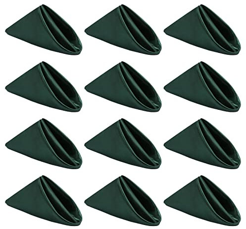 Dunkelgrüne Stoffservietten, Set mit 12 Stück, Satin-Servietten, waschbar, wiederverwendbare Servietten für den täglichen Gebrauch, Tisch, Herbst Thanksgiving und Weihnachten, 50.8x50.8 cm