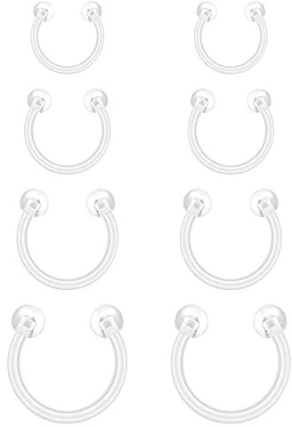 Briana Williams 16G Plastic Horseshoe Piercing Bioflex Circular Barbell Clear Lip Rings Nose Septum Eyebrow Piercing Jewelry 6/8/10/12mm