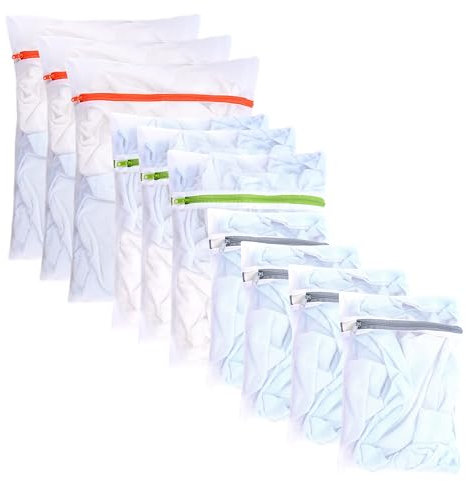 10x Premium Laundry Net Set - Red para lavadora - Bolsa de lavandería en diferentes tamaños - Bolsa de lavandería y bolsa de